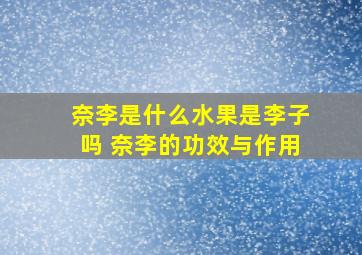 奈李是什么水果是李子吗 奈李的功效与作用